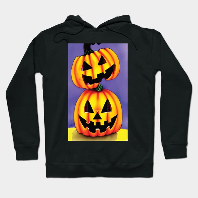 Halloween Scary Evil Pumpkin Funny Pumpkin Head Hoodie by flamebunny